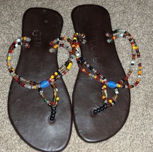 African Girls Beaded flip flops
